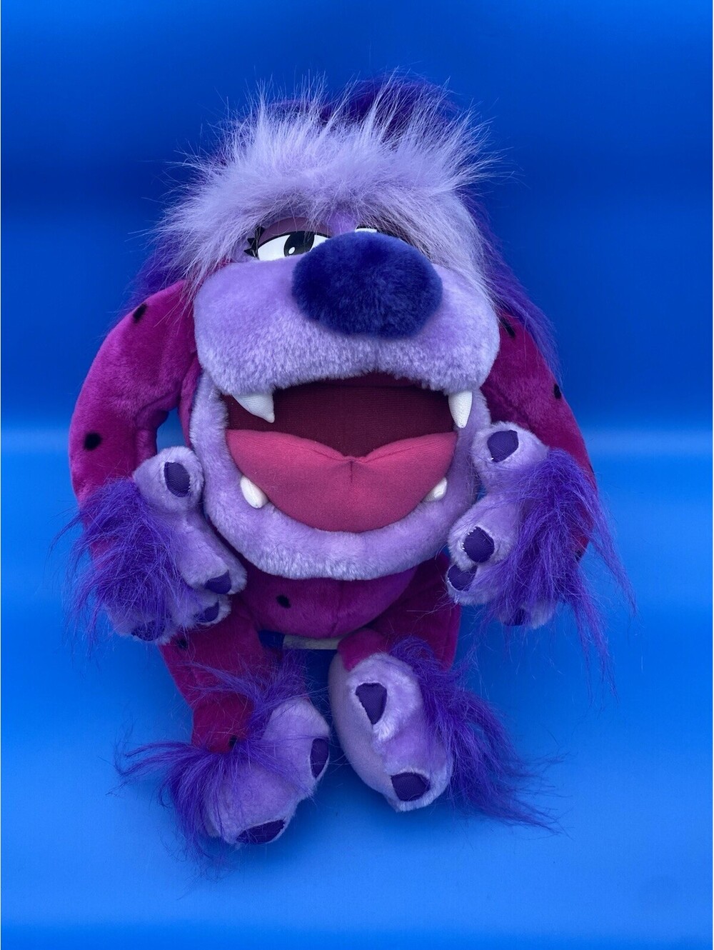 Ace 16" Purple Polka-Dotted Monster Plush - Vintage 90s